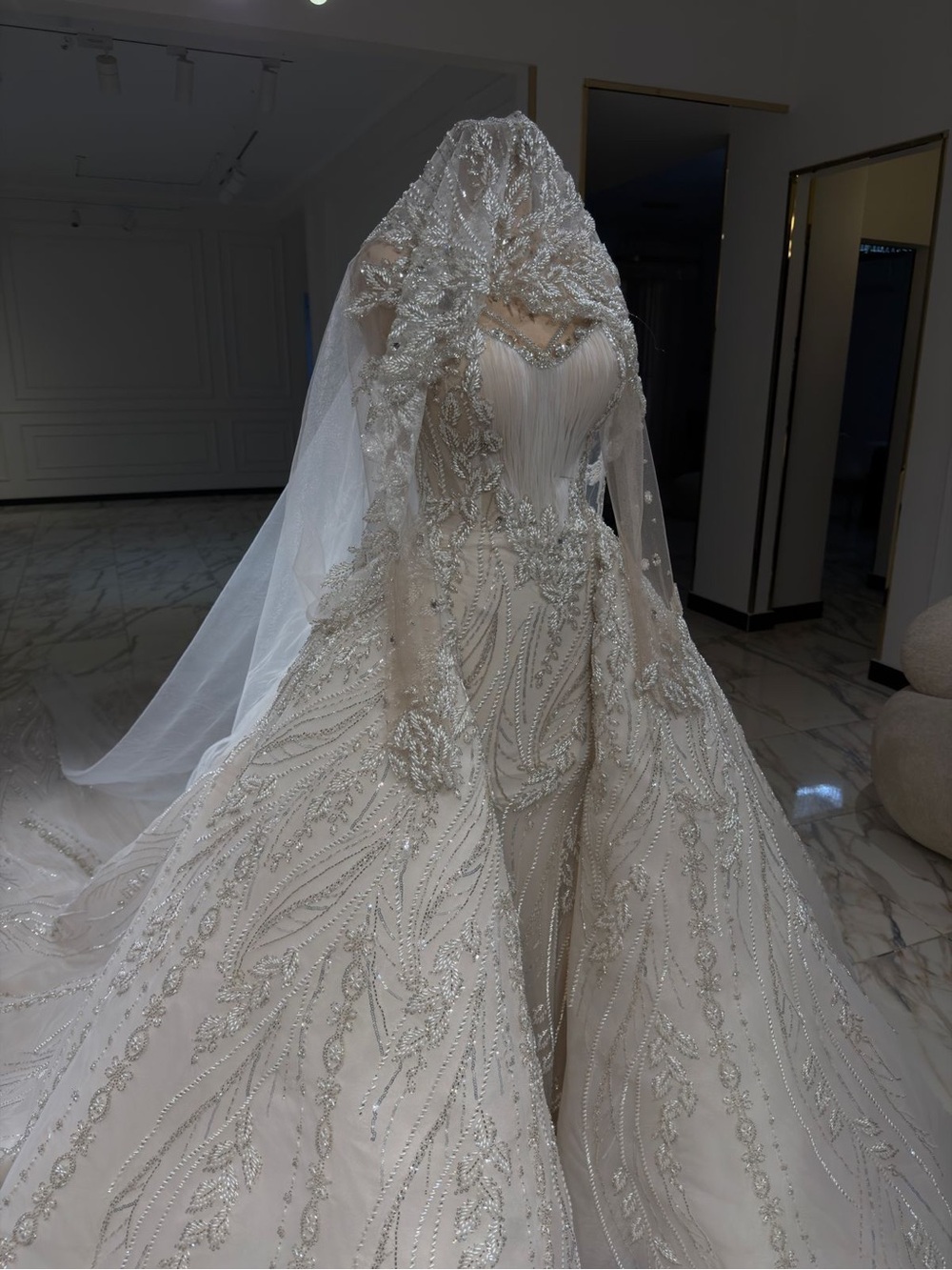 Lux Beaded Bridal Dress in Ivory